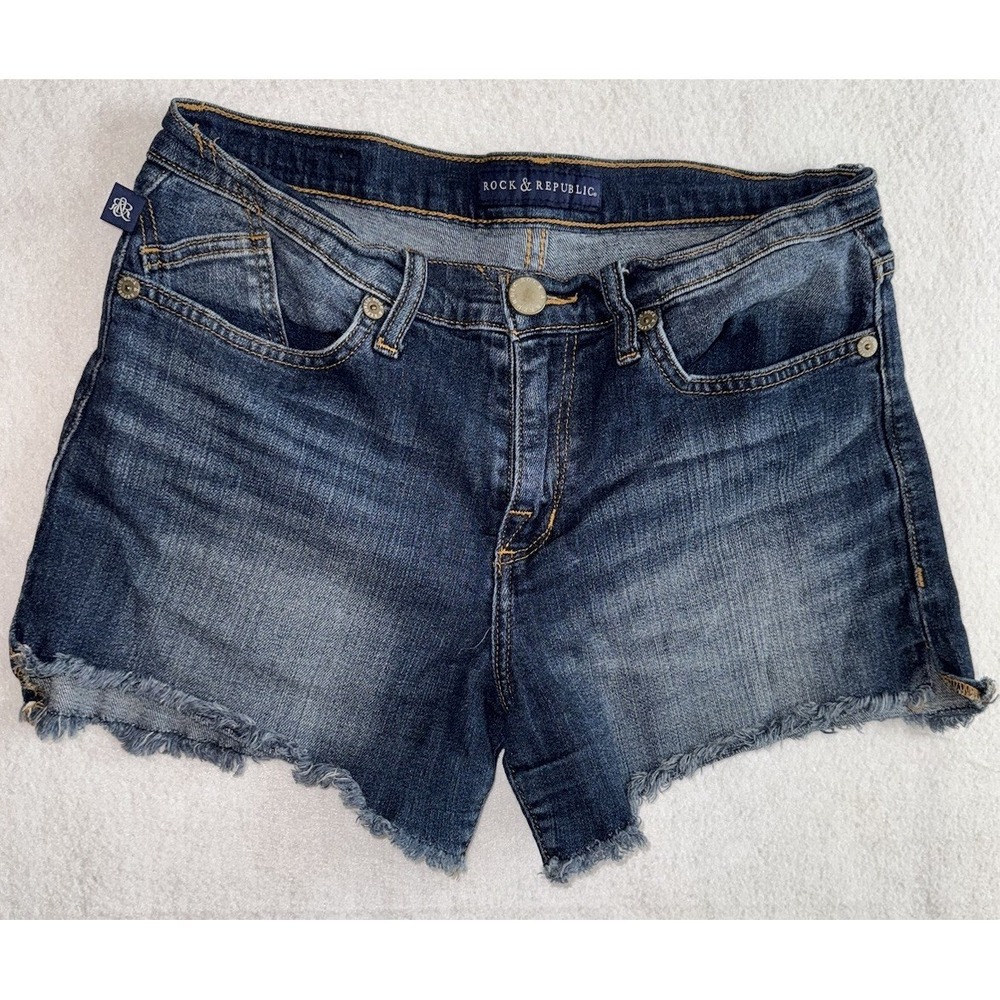 Rock & Republic Denim Cut Off Kimber Shorts Woman's 8 / 28 Raw Hem